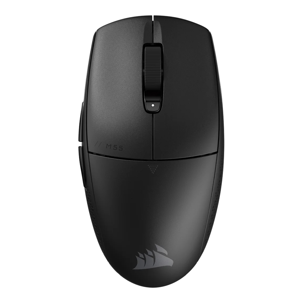 ภาพสินค้าจริง CORSAIR M55 WIRELESS สีดำมุมบนตรงบนพื้นหลังขาว