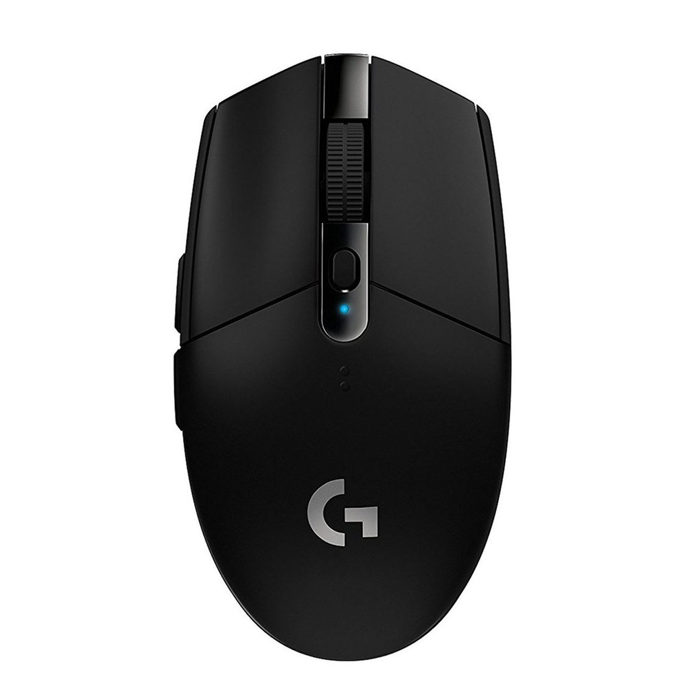 ภาพสินค้าจริง Logitech G304 LIGHTSPEED สีดำมุมบนตรงบนพื้นหลังขาว
