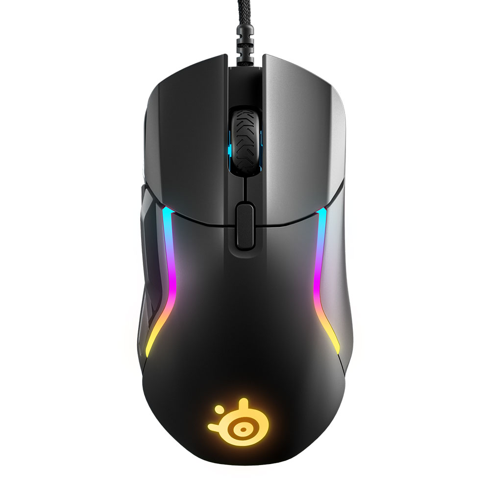 ภาพสินค้าจริง SteelSeries Rival 5 สีดำมุมบนตรงบนพื้นหลังขาว